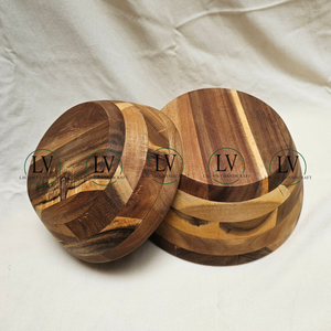 Bol à salade et de service en bois d'acacia écologique de haute qualité, style ferme, taille personnalisée, ustensiles de cuisine, vente en gros, disponible au Vietnam - Product Image 3