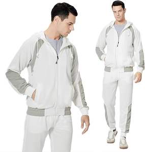 Chándal de entrenamiento ajustado para hombre, conjunto de dos piezas con cremallera, de colores y pantalones de chándal Sudadera con capucha, ropa deportiva a prueba de viento, moda al por mayor - Product Image 3