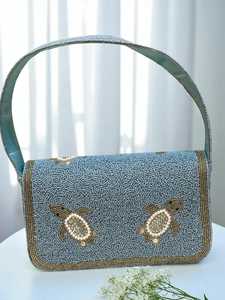 Bolso con cuentas multicolor con asa, bolso de mano, bolso de mano informal, artesanía india, hecho a mano, bolso Baguette, - Product Image 4