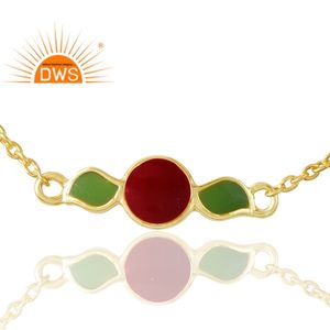 Bracelet émaillé en argent 925 plaqué or 18 carats au design étonnant fabrication de bijoux fins Demi - Product Image 2