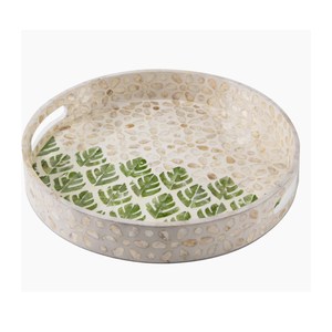 Plateau de service rond exquis en incrustation de nacre de 34cm de diamètre Couleur personnalisable pour la maison et le restaurant - Product Image 1