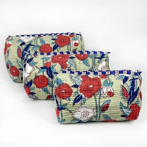 <b>Set</b> 3 Small Large Quilted Cotton Vintage Botanical Print Zipper Cases-Water Resistant Durable Eco-Friendly Customizable Makeup - Product Image 3