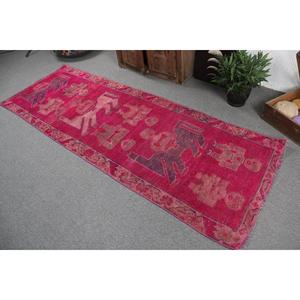 Vintage 3x8.7 ft <b>Runner</b> Rug, Turkish Rug, Herki <b>Red</b> Floral Rug - Product Image 4