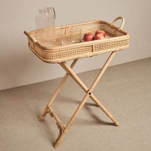 Bandeja de servicio de camarera de mimbre bohemio ecológico de Handwicker con soporte muebles de restaurante de hotel al por mayor de Vietnam - Product Image 5