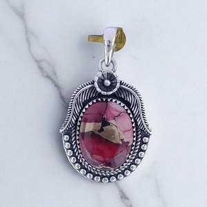 Colgante de Turquesa Natural con Diseño de Rosa Dahlia, Gema de Turquesa, Plata 925, Precio al por Mayor - Product Image 2