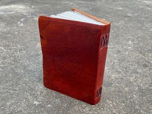 Personalized Rustic Vintage Leather Journal Deckle Edge Unlined <b>Book</b> Shadow Grimoire Recycled Antique Blank Dairy Paper Cover - Product Image 5