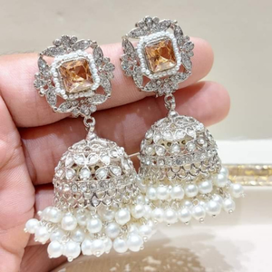 Boucles d'oreilles Jhumki classiques en argent antique pour femmes avec boucles d'oreilles Jhumka indiennes en argent bijoux pour femmes disponibles en gros - Product Image 5