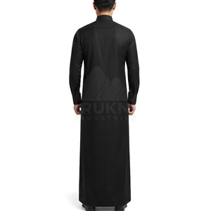 Thobe saoudien classique décontracté en coton léger et respirant, coupe ajustée, manches longues, détail boutonnière avant, idéal pour les événements - Product Image 2