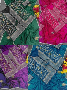 Fabuloso Vestido Largo Anarkali para Festivales, Nuevo, con Dupatta, Tela Georgette, Borde Amarillo, Manga Regular, Bordado, En Stock - Product Image 4