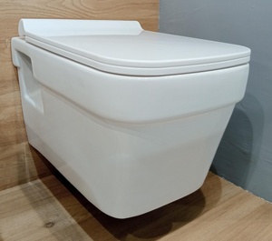 Inodoro cuadrado de pared sin montura de cerámica de una pieza moderno Nova con trampa en S de doble descarga para baño de Villa Hotel baño escuela - Product Image 1