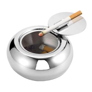 ที่เขี่ยบุหรี่ทันสมัยสำหรับบ้านสำนักงานโรงแรมบาร์ร้านอาหารชามเถ้าดีไซน์ทันสมัยที่เขี่ยบุหรี่โลหะทรงกลมสีเงิน - Product Image 1