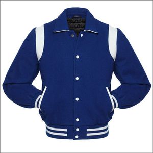 Chaqueta universitaria de manga de cuero genuino para hombre, mezcla de lana, chaqueta universitaria Letterman, cuello levantado, botón frontal, estambre sólido para niños - Product Image 6