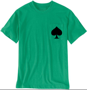 T-shirt vert à manches courtes pour homme avec impression personnalisée sur la poche, coupe classique, col rond, jersey en coton - Product Image 1