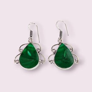 Boucles d'oreilles en forme de larme de malachite plaquées argent de style bohème pour femmes bijoux de mode de premier plan pour les fêtes-Offres Spéciales - Product Image 1