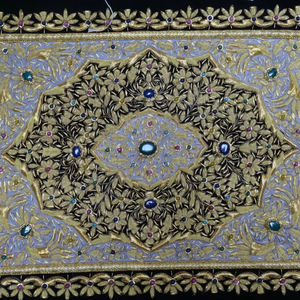 พรมอัญมณีพร้อมงานปักดิ้นทองแบบกัชเมียร์ สำหรับตกแต่งผนัง สามารถซักได้ - Product Image 1