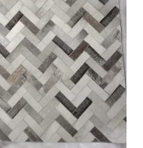 Alfombra de Cuero con Pelo Hecha a Mano de Primera Calidad, Venta Directa de Fábrica, Diseño de Patchwork, Decoración Duradera para el Hogar - Product Image 3