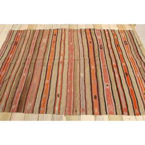 Tapis de 4,5 x 7,1 pieds, tapis turc vintage, tapis en laine orange - Product Image 2