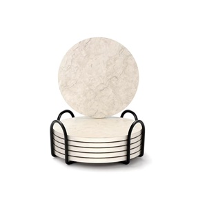 <b>Set</b> of <b>4</b> Marble <b>Round</b> Eco-Friendly Coasters <b>for</b> <b>Table</b> Top Decoration <b>for</b> Home Hotel Restaurant Use Direct Export Supply India - Product Image 1
