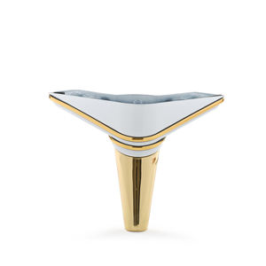 15cm White Plastic Modern Triangle <b>Sofa</b> <b>Legs</b> with Gold Cap and Chrome Strips <b>for</b> Living Room Easy Installation - Product Image 1