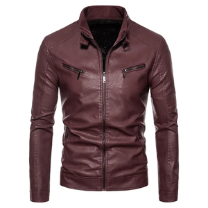 2024 personnalisé en gros à la mode personnalisé marron/noir cuir Bomber veste en cuir hommes - Product Image 3