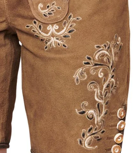 LEDERHOSEN Short suspendu décontracté à séchage rapide et respirant avec taille moyenne brodée en cuir - Product Image 6