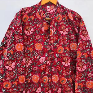 Jaipuri vestido Midi de verano para mujer Vestido largo de diseñador de algodón hecho a mano suelto bloque de flores naturales estampado Casual para fiesta universitaria - Product Image 1