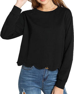 Vente en gros 100% coton Dames Crop Top Hoodies manches longues OEM hiver polaire personnalisé brodé vêtements pour femmes - Product Image 4