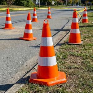 5 cônes de signalisation réfléchissants en PVC, 50 cm, légers, en PU/PC, pour avertissement routier, couleur réflecteur blanc - Product Image 2
