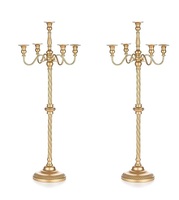 Amson Brass AB-4509 Candelabre à 5 bras en aluminium pour mariage et Noël, finition dorée, luxe, fait main, décoration pour la maison et l'hôtel