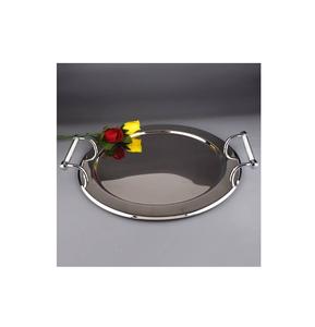 Plateau de service en acier inoxydable de forme ronde dernier cri avec poignées plateau de service à thé et à café de haute qualité - Product Image 1