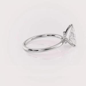 IGI Certified Pear Shape Lab Diamond Bridel Ring with Round Side Diamonds In <b>Solid</b> 925 Sterling <b>Silver</b> - Product Image 2