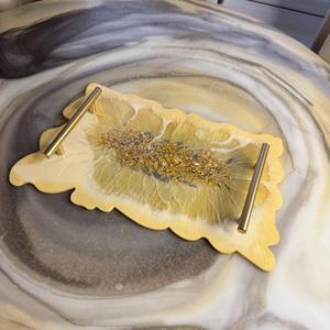 Plateau en résine de haute qualité avec sous-verres, fait main, personnalisable, ensemble de service décoratif pour salon, bureau, salle de séjour, mariage - Product Image 4