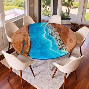 Ocean <b>Epoxy</b> <b>Resin</b> River Dining <b>Table</b> Customize Design Handmade Round <b>Table</b> <b>Top</b> Living Room Decorative Wholesale Price - Product Image 3