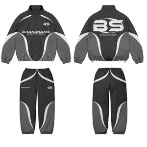 Conjunto de Chaqueta Cortavientos para Hombre, Ligero, de Tela de Poliéster, Paneles en Contraste Gris, Logotipo Personalizado con Transferencia Térmica, Talla Grande - Product Image 6