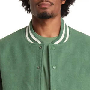 Vente en gros Service OEM Blouson bombardier universitaire en toile enduite personnalisée de haute qualité pour hommes, blouson de baseball brodé de marque - Product Image 6