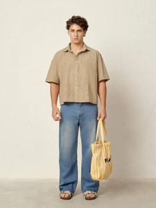 เสื้อลายสก๊อตแขนสั้น NH50บ็อกซี่ทำจากผ้าฝ้ายเนื้อนุ่มระบายอากาศได้ดีเนื้อเรียบลื่นและซึมซับเหงื่อได้ดีสำหรับชุดลำลอง - Product Image 5