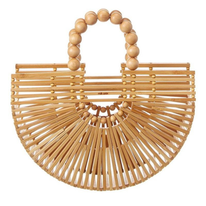 Panier fourre-tout en bambou naturel, spacieux et élégant, poignées solides, design respirant, parfait pour les marchés, les voyages ou la mode quotidienne - Product Image 1