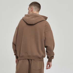 Sudadera con capucha de gran tamaño de peso pesado de alta calidad personalizada Vintage lavado ácido en blanco con cremallera completa Sudadera con capucha corta con bordado en blanco para hombres - Product Image 6