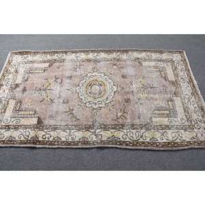 Alfombra de retazos de lana Beige Vintage grande de 3,6x6,4 pies estilo clásico para entrada hecha a mano pila de felpa rectangular para adolescentes - Product Image 3