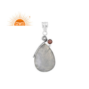 ขายดีที่สุดเงินสเตอร์ลิงธรรมชาติรุ้งดวงจันทร์หินและโกเมนพลอยจี้เครื่องประดับที่กำหนดเองผู้ผลิต - Product Image 1