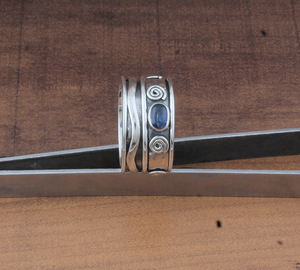 Wholesale Handmade 925 Sterling <b>Silver</b> Bezel Setting <b>Spinner</b> <b>Ring</b> Spiral Motif Wavy Moving Band Fidget <b>Ring</b> Men Women - Product Image 4
