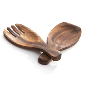 Vente flash : service à salade en bois, bois de manguier poli émaillé, avec plateau rond assorti - Product Image 6