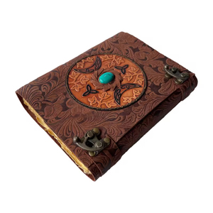 สมุดโน๊ตหนังแบบแฮนด์เมดลายดอกไม้ในสวนแบบนุ่มพร้อมด้วยดวงอาทิตย์และดวงจันทร์สมุดโน้ตว่างเปล่าสมุดสเก็ตช์ตามสั่ง - Product Image 1