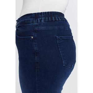 <b>Elasticated</b> Waist Wide Leg Plus Size <b>Jeans</b> Navy Blue - Product Image 6