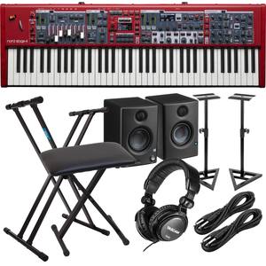 Teclado de 88 teclas contrapesadas de alta calidad Stage 4 con monitor de piano V2 (par), soporte y cabezal - Product Image 1