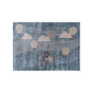 Tapis en laine et viscose tufté à la main bleu confettis au design moderne Tra-14864 - Product Image 1