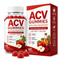 Gummies au vinaigre de cidre sans sucre 500mg de poudre d'ACV par portion, avec sels de BHB, racine de betterave, grenade et vitamine B12