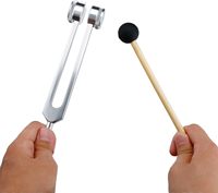 Debonairii 128 Hz CE ISO Certified Class II Metal Tuning Fork Clinical Grade Aluminum Weighted Silicone Hammer Cleaning Cloth