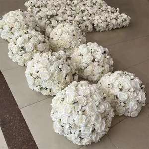 ลูกบอลดอกกุหลาบสีขาวล้วน LANJO สำหรับตกแต่งโต๊ะงานแต่งงาน จัดดอกไม้ทรงกลมสำหรับตกแต่งโต๊ะกลางงานแต่งงาน - Product Image 5