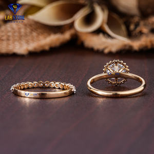 1.42 TDW Bague en or jaune avec diamant taillé rond par Lab-Stone / Shine avec diamants/couleur EF-VS - Product Image 4